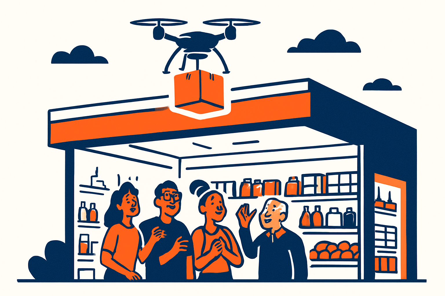 Retail Stores With Open-Roof Drone Delivery Hubs: The Store That Restocks From the Sky